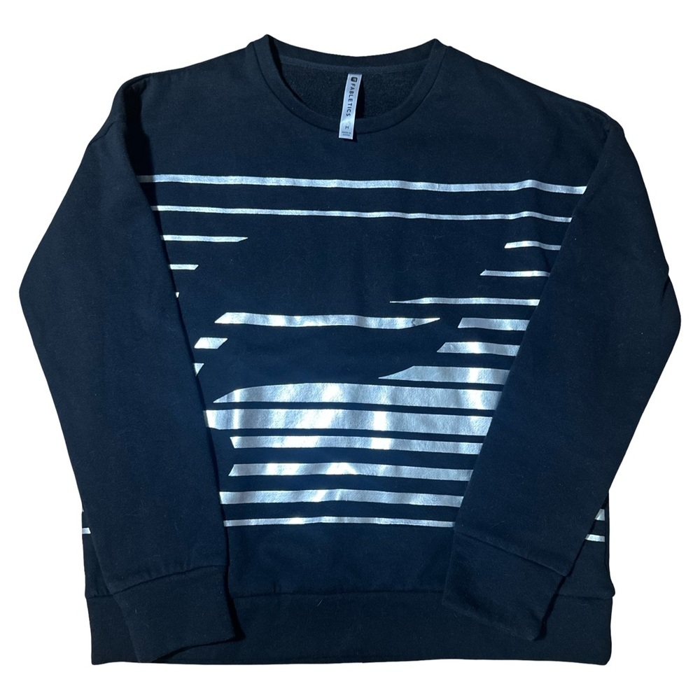 Fabletics Black Silver Snowshoe Pullover Sweatshirt Long Sleeve Size Medium